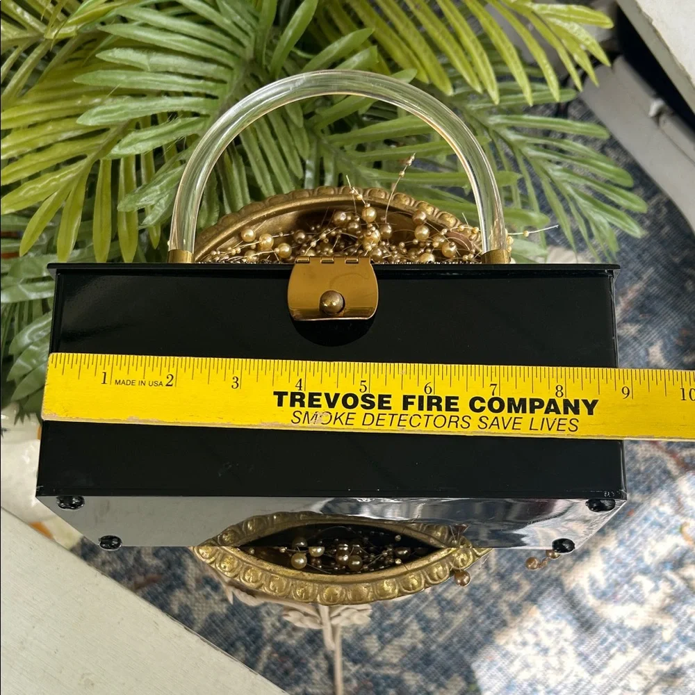 Vintage DORSET Black and Gold Lucite Box Bag